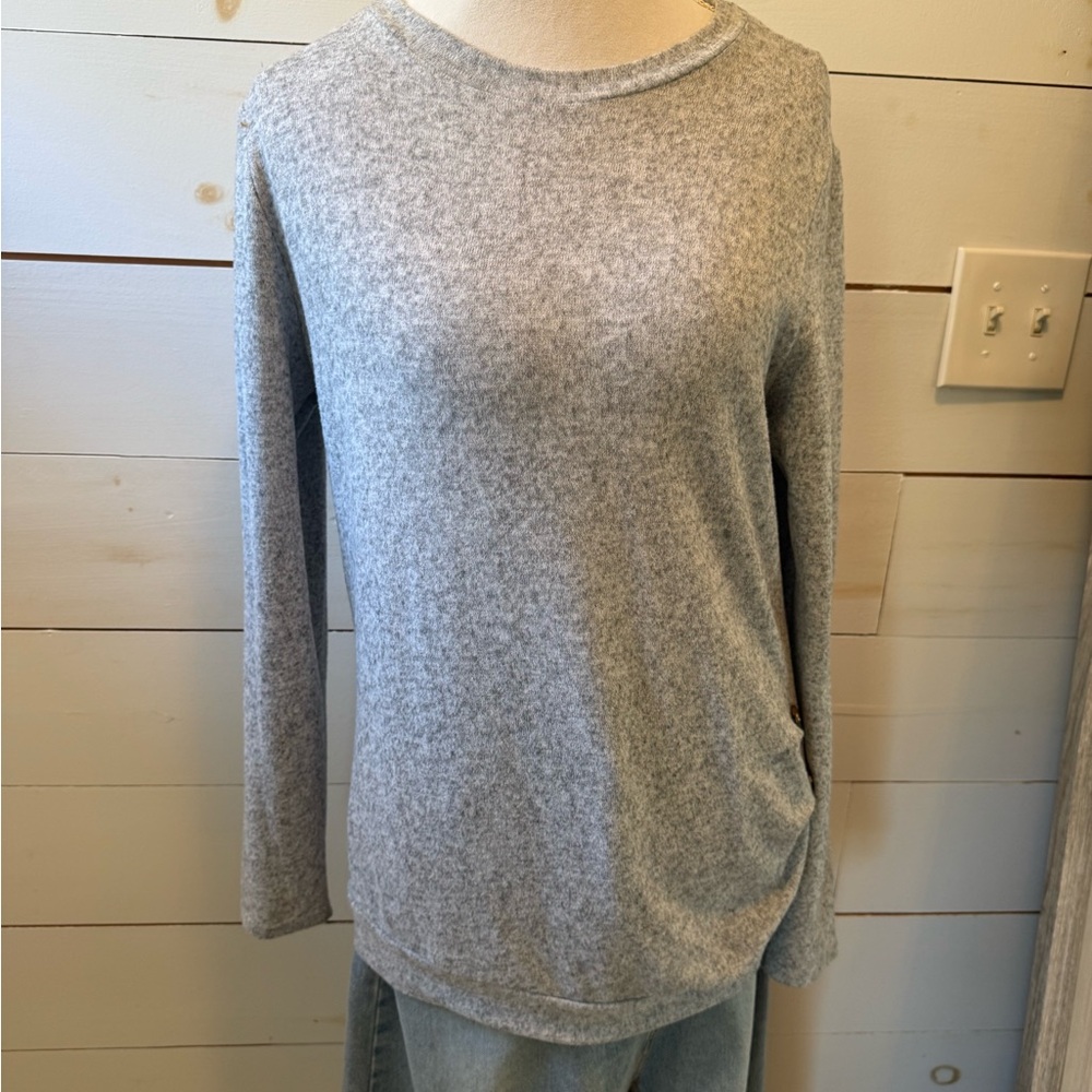 Aster June Gray Long Sleeve Sweatergrey cozy sweater w buttons